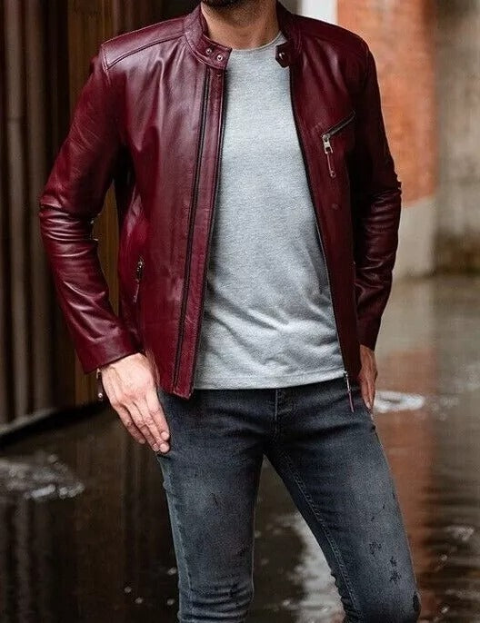 Mens Biker Leather Jacket