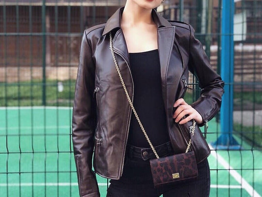 Womens Jacket Brown Leather Jacket Sheepskin Leather