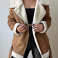 Handmade Women's Shearling Overcoat Fur Lining Warm Long Jacket