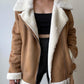 Handmade Women's Shearling Overcoat Fur Lining Warm Long Jacket