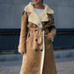 Women's Sheepskin Suede Leather Long Fur Coat