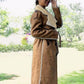 Women's Sheepskin Suede Leather Long Fur Coat