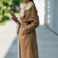 Women's Sheepskin Suede Leather Long Fur Coat