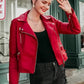 Women Red Biker Jacket