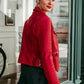 Women Red Biker Jacket